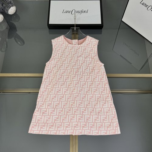 Fendi Premium Girls Denim Dress with All-Over FF Print