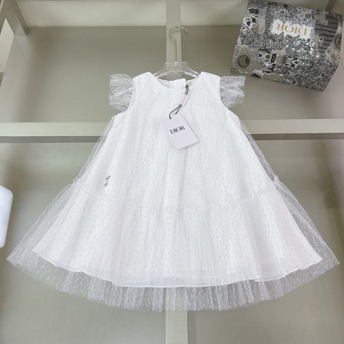 Dior Girls Sparkly Lightweight Dress with Woven Silver Thread