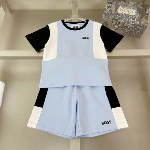 Boss Kids Premium Cotton Outfit Set with Logo & Color Block Design