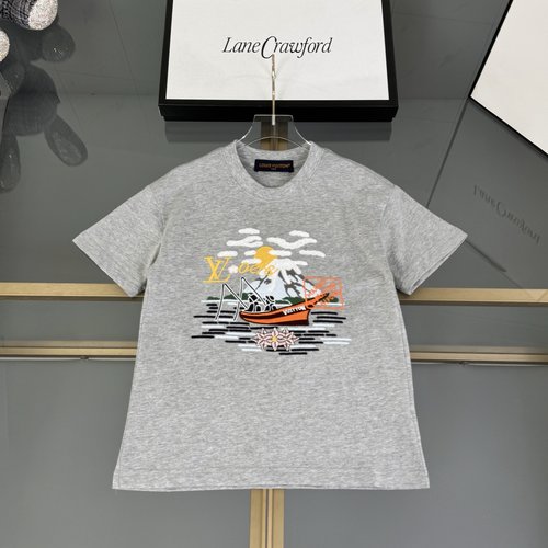 LV Kids Heavy Embroidery Cotton T-Shirts (Unisex)
