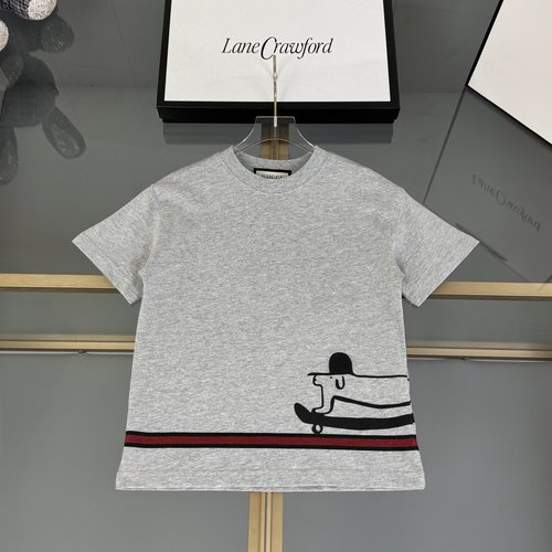 Gucci Kids High-End Cotton T-Shirt with Skate Bear Foam Print