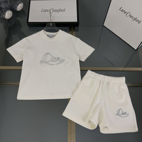 Dior Premium Kids Cotton Set Embroidered Letters Comfy Stylish