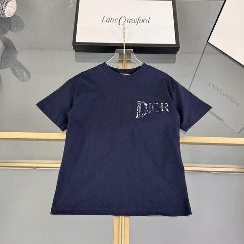 Dior Kids Premium Embroidered Letter Cotton T-Shirt Comfy Stylish
