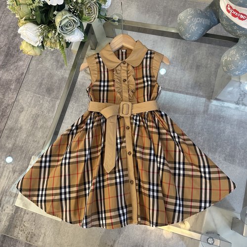 Burberry Girls Premium Cotton Dress with Belt