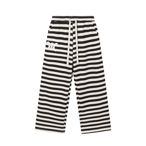 Chanel Girls Jacquard Striped Wide-Leg Comfortable Pants