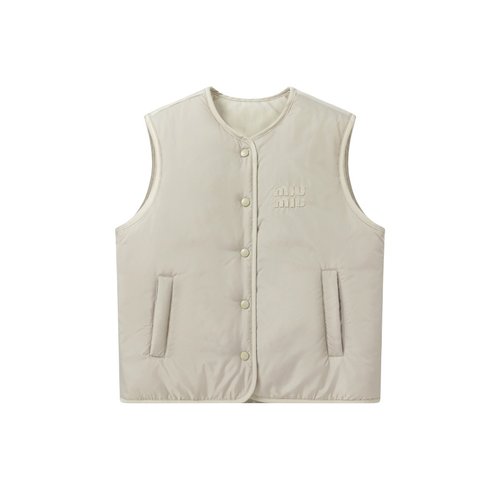 Miu Miu Unisex Kids Milk Beige Nylon Cotton-Padded Vest