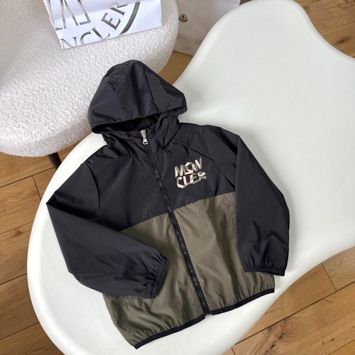 Moncler Kids Colorblock Windbreaker (Light Olive & Black)